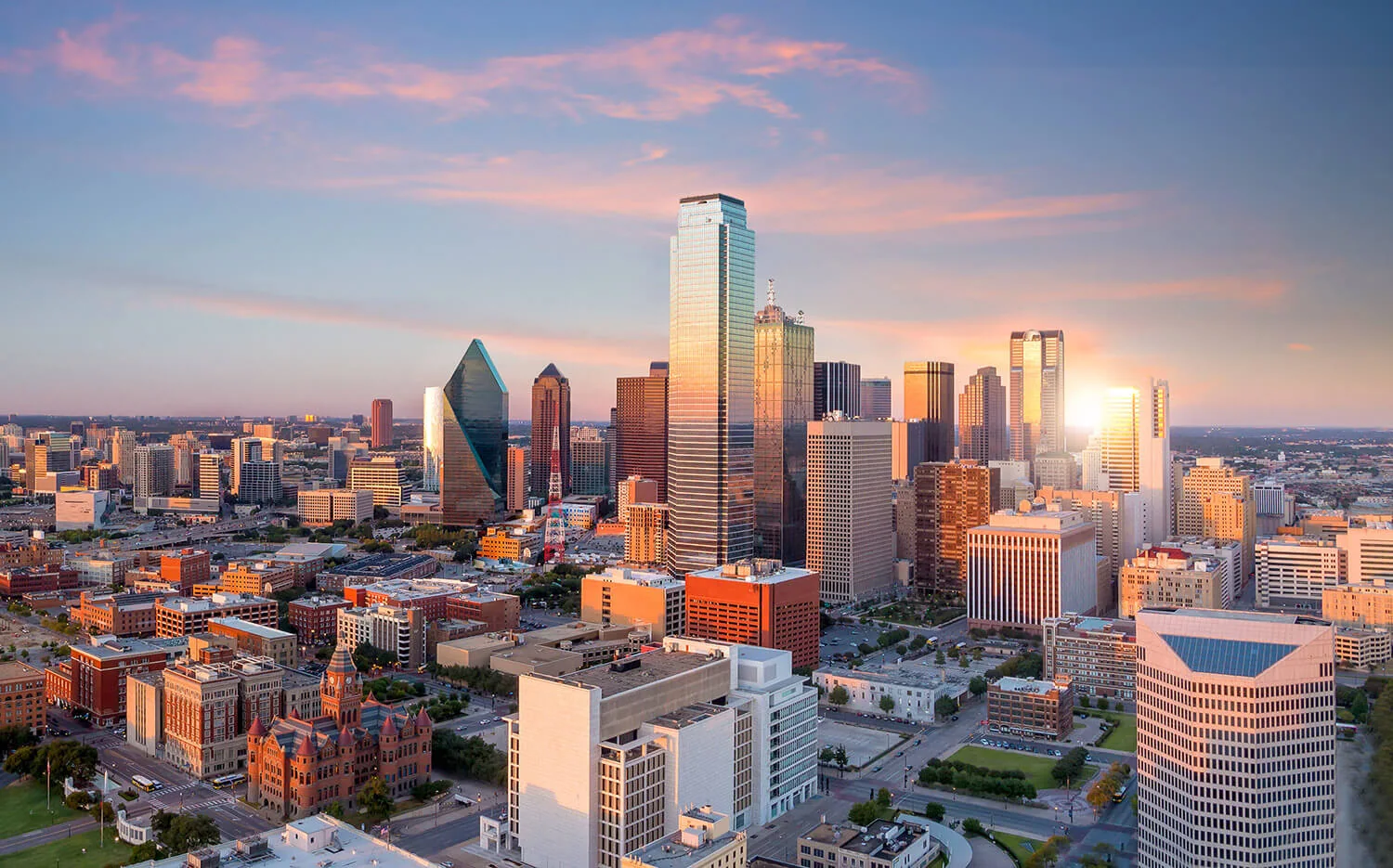 The W Residences and Downtown Dallas skyline seen from the air